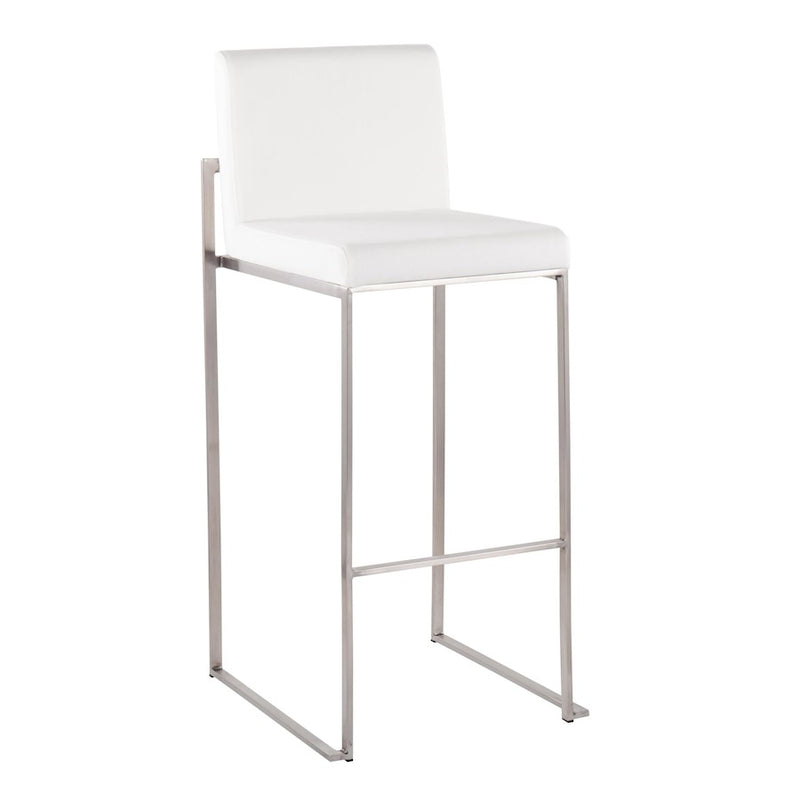 LumiSource Fuji High Back Barstool, Set of 2, Stainless/WH Velvet