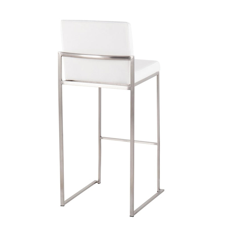LumiSource Fuji High Back Barstool, Set of 2, Stainless/WH Velvet