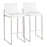 LumiSource Fuji High Back Barstool, Set of 2, Stainless/White - B30-FUJIHBSSW2