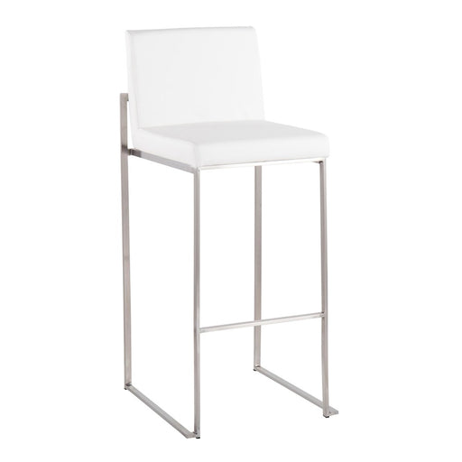 LumiSource Fuji High Back Barstool, Set of 2, Stainless/White