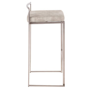 LumiSource Fuji Stackable Barstool Set/2 | Contemporary Light Grey Cowboy Fabric on Stainless Steel | Kitchen Island & Bar | Model B30-FUJILGY2