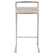 LumiSource Fuji Stackable Barstool Set/2 | Contemporary Light Grey Cowboy Fabric on Stainless Steel | Kitchen Island & Bar | Model B30-FUJILGY2