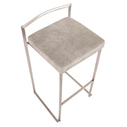 LumiSource Fuji Stackable Barstool Set/2 | Contemporary Light Grey Cowboy Fabric on Stainless Steel | Kitchen Island & Bar | Model B30-FUJILGY2