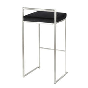 LumiSource Fuji 16in Stackable Barstool Set of 2 | Contemporary Brushed Stainless Steel and Black Velvet | Kitchen Island & Home | Model B30-FUJIVBK2