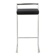 LumiSource Fuji 16in Stackable Barstool Set of 2 | Contemporary Brushed Stainless Steel and Black Velvet | Kitchen Island & Home | Model B30-FUJIVBK2