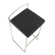 LumiSource Fuji 16in Stackable Barstool Set of 2 | Contemporary Brushed Stainless Steel and Black Velvet | Kitchen Island & Home | Model B30-FUJIVBK2