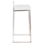LumiSource Fuji 16in Stackable Barstool Set of 2 | Contemporary Brushed Stainless Steel and White Velvet | Kitchen Island & Home | Model B30-FUJIVW2