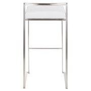 LumiSource Fuji 16in Stackable Barstool Set of 2 | Contemporary Brushed Stainless Steel and White Velvet | Kitchen Island & Home | Model B30-FUJIVW2
