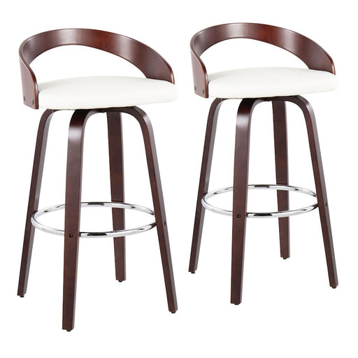 LumiSource Grotto Barstool, Set of 2, Cherry/White/Chrome - B30-GROTTO2-SWVRCHW2
