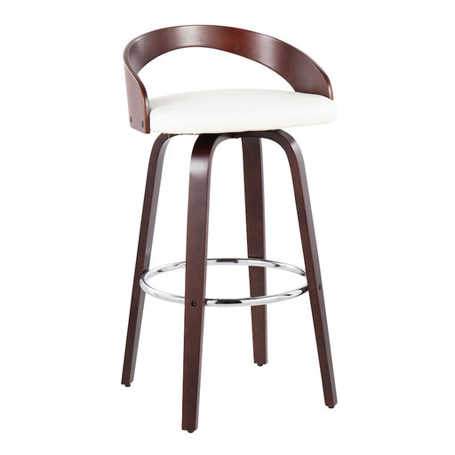LumiSource Grotto Barstool, Set of 2, Cherry/White/Chrome