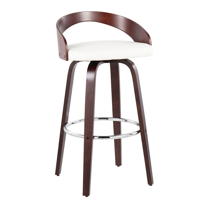 LumiSource Grotto Barstool, Set of 2, Cherry/White/Chrome