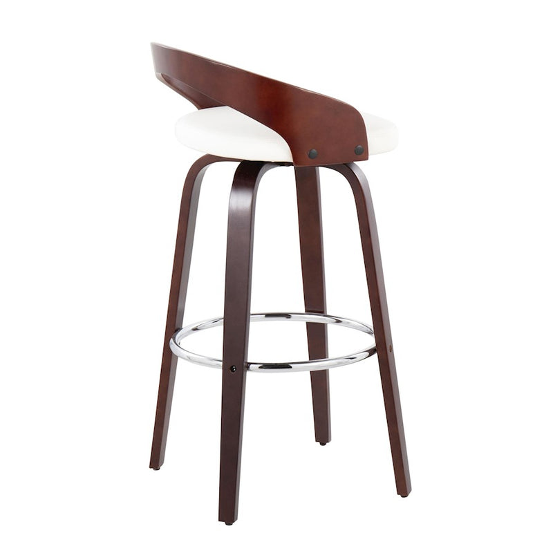 LumiSource Grotto Barstool, Set of 2, Cherry/White/Chrome