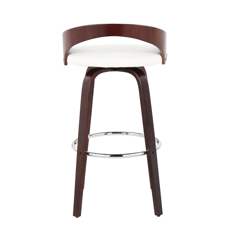 LumiSource Grotto Barstool, Set of 2, Cherry/White/Chrome