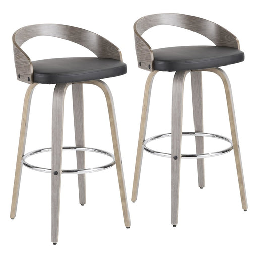 LumiSource Grotto 30" Barstool, Set/2, GY/BK/CH - B30-GROTTO2-SWVRLGYBK2
