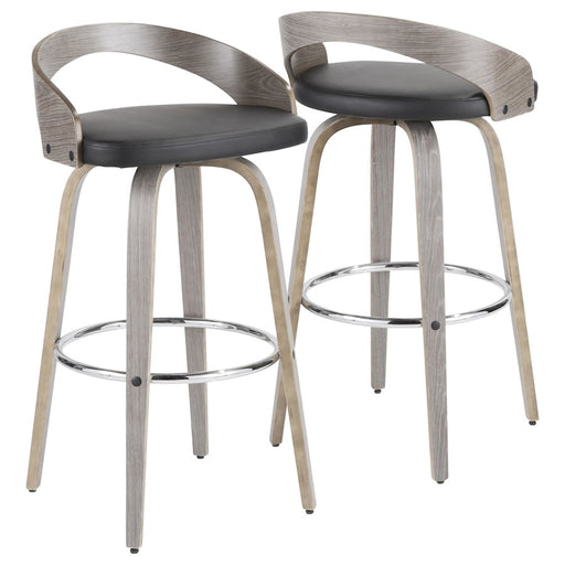 LumiSource Grotto 30" Barstool, Set/2, GY/BK/CH