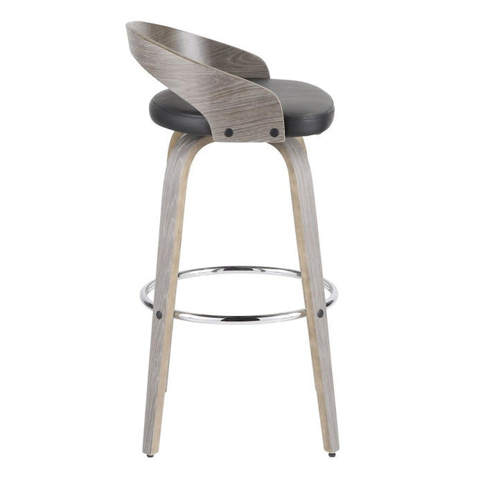 LumiSource Grotto 30" Barstool, Set/2, GY/BK/CH