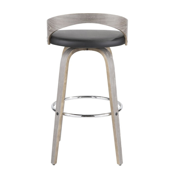 LumiSource Grotto 30" Barstool, Set/2, GY/BK/CH