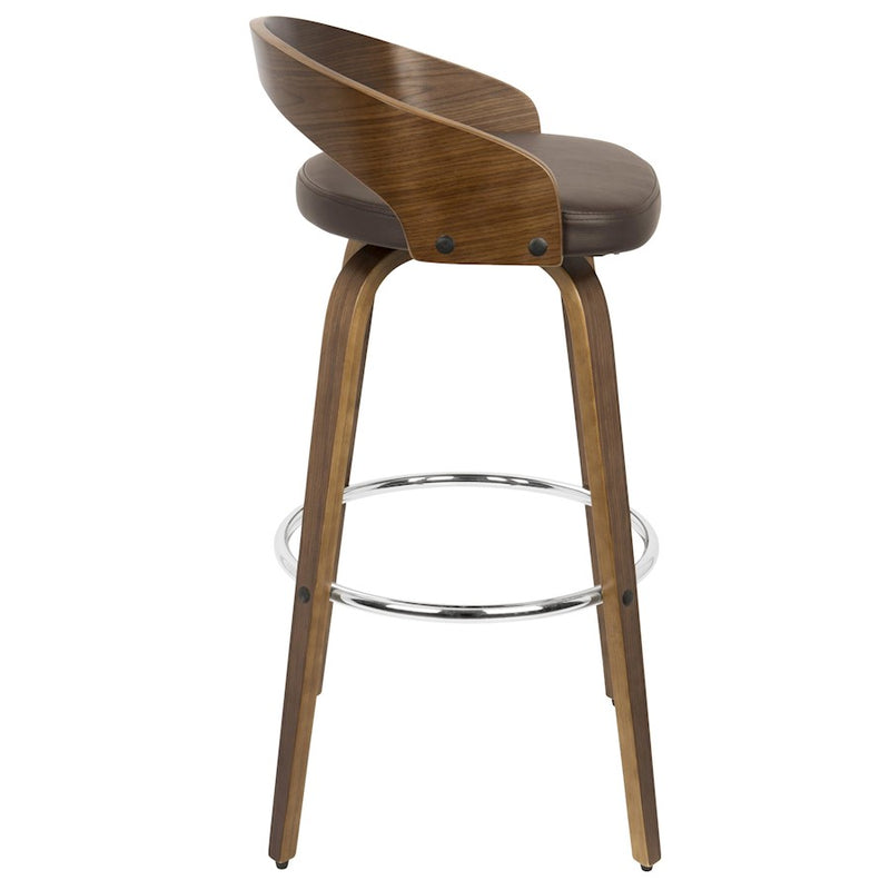 LumiSource Grotto Barstool, Set of 2, Walnut/Brown/Chrome