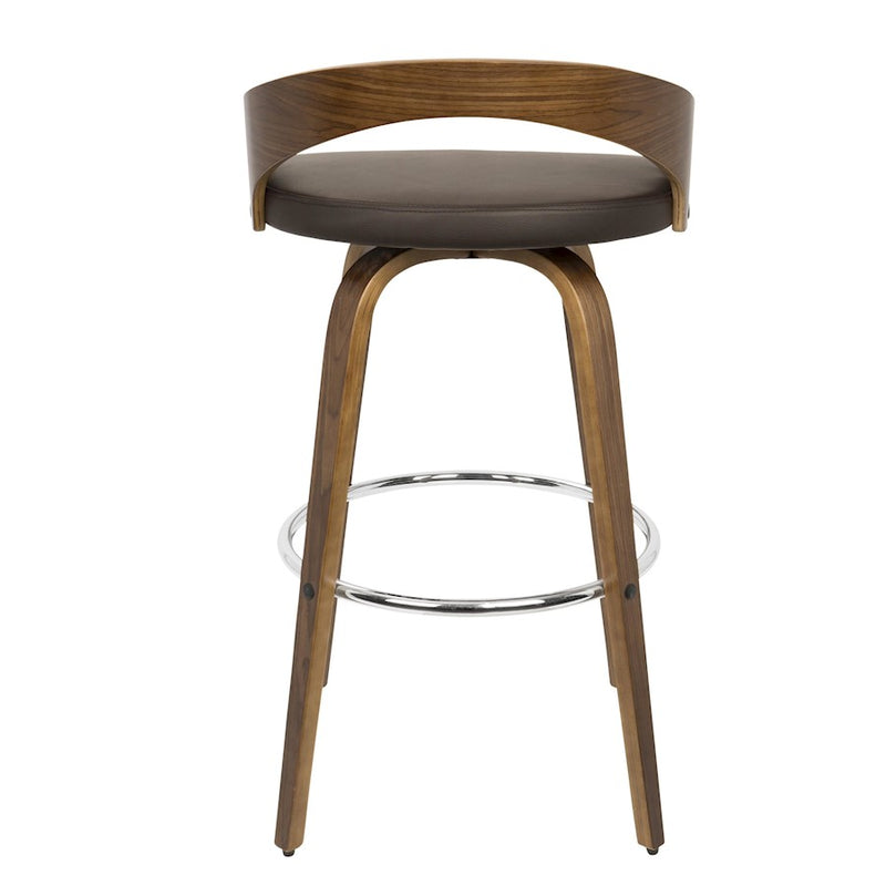 LumiSource Grotto Barstool, Set of 2, Walnut/Brown/Chrome