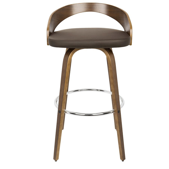 LumiSource Grotto Barstool, Set of 2, Walnut/Brown/Chrome