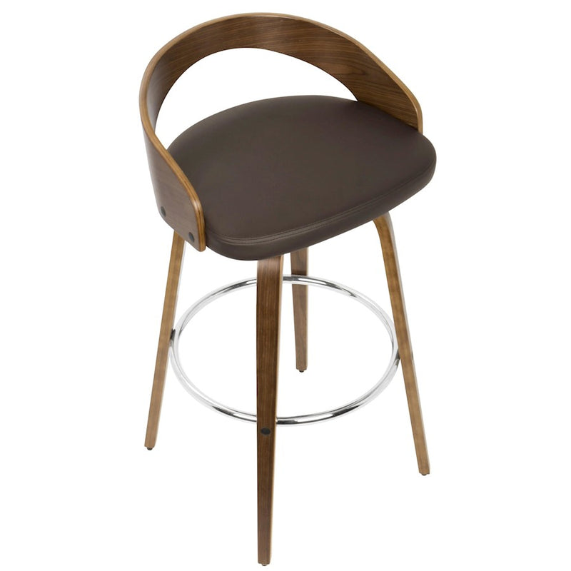 LumiSource Grotto Barstool, Set of 2, Walnut/Brown/Chrome