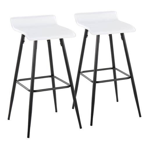 LumiSource Ale Bar Stool, Set of 2, Black Steel/White - B30-HY-ALEBKW2