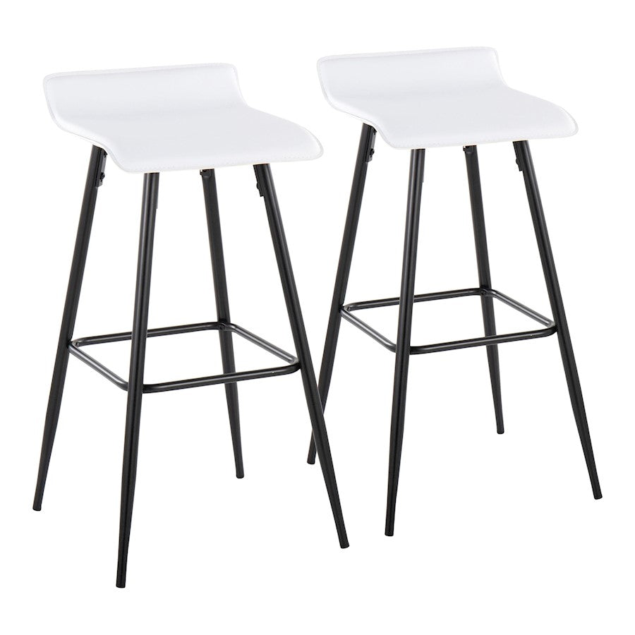 LumiSource Ale Bar Stool, Set of 2, Black Steel/White - B30-HY-ALEBKW2