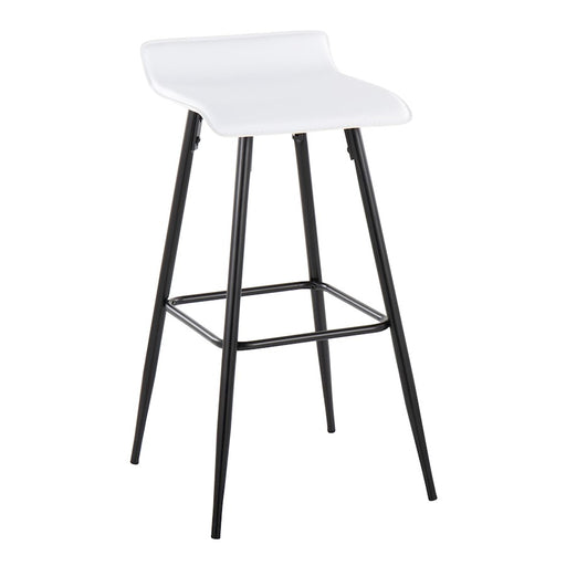 LumiSource Ale Bar Stool, Set of 2, Black Steel/White