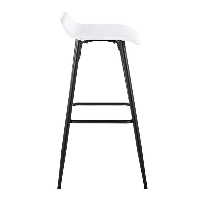 LumiSource Ale Bar Stool, Set of 2, Black Steel/White