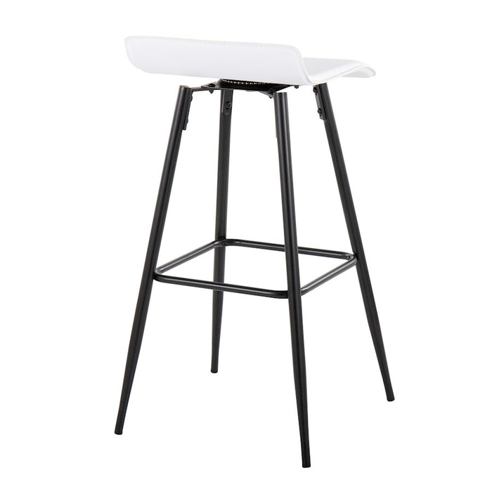 LumiSource Ale Bar Stool, Set of 2, Black Steel/White