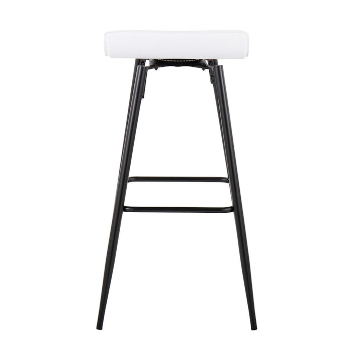 LumiSource Ale Bar Stool, Set of 2, Black Steel/White