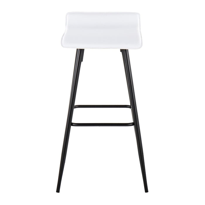 LumiSource Ale Bar Stool, Set of 2, Black Steel/White
