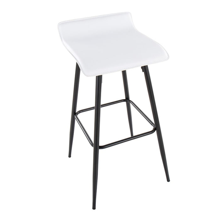 LumiSource Ale Bar Stool, Set of 2, Black Steel/White