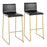 LumiSource Mara Barstool, Set of 2 in Gold Steel/Black PU - B30-MARAUPAUBK2