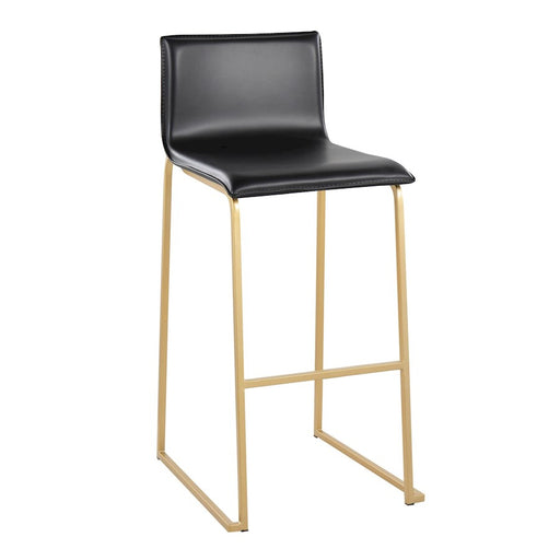 LumiSource Mara Barstool, Set of 2 in Gold Steel/Black PU