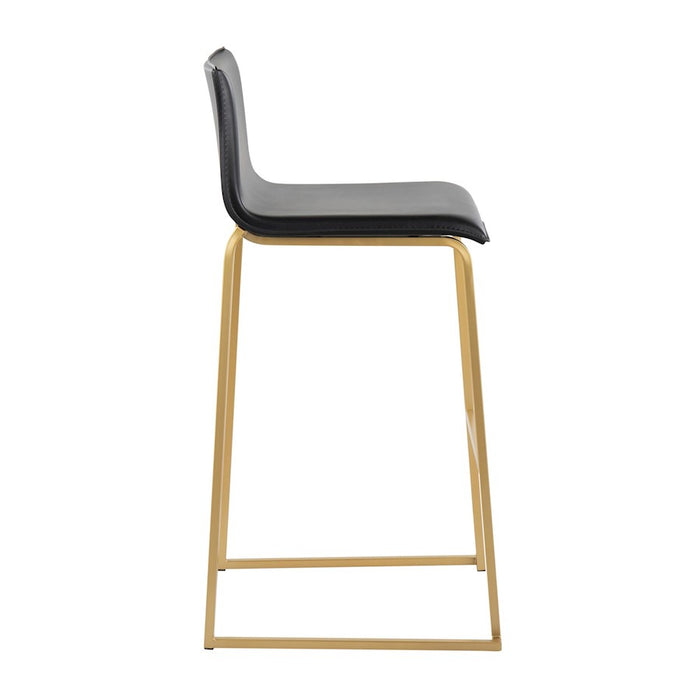 LumiSource Mara Barstool, Set of 2 in Gold Steel/Black PU