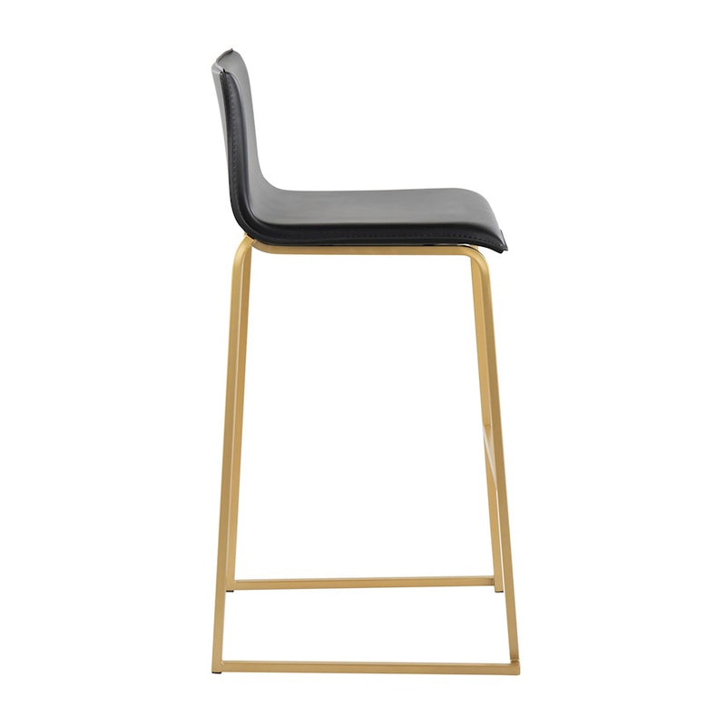 LumiSource Mara 39.25in Barstool | Contemporary Gold Steel and Black PU Leather | Kitchen Island & Dining Area Seating | Model B30-MARAUPAUBK2