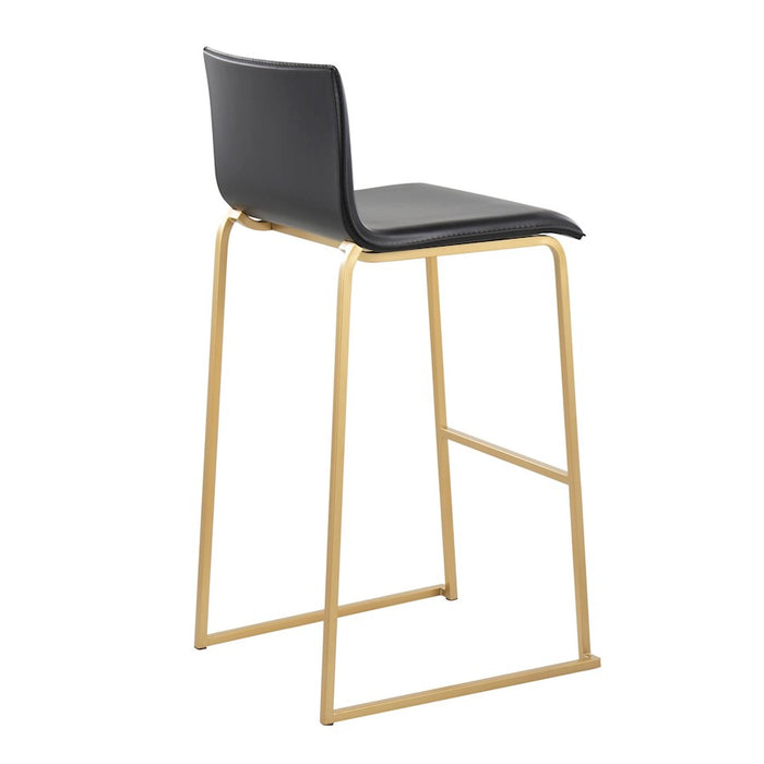 LumiSource Mara Barstool, Set of 2 in Gold Steel/Black PU