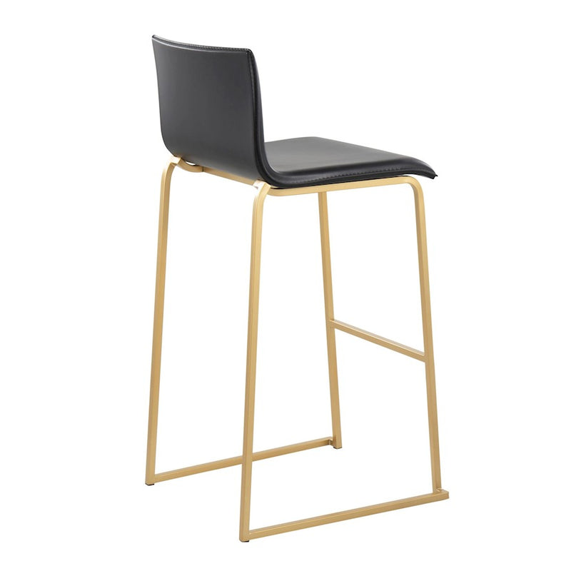 LumiSource Mara 39.25in Barstool | Contemporary Gold Steel and Black PU Leather | Kitchen Island & Dining Area Seating | Model B30-MARAUPAUBK2