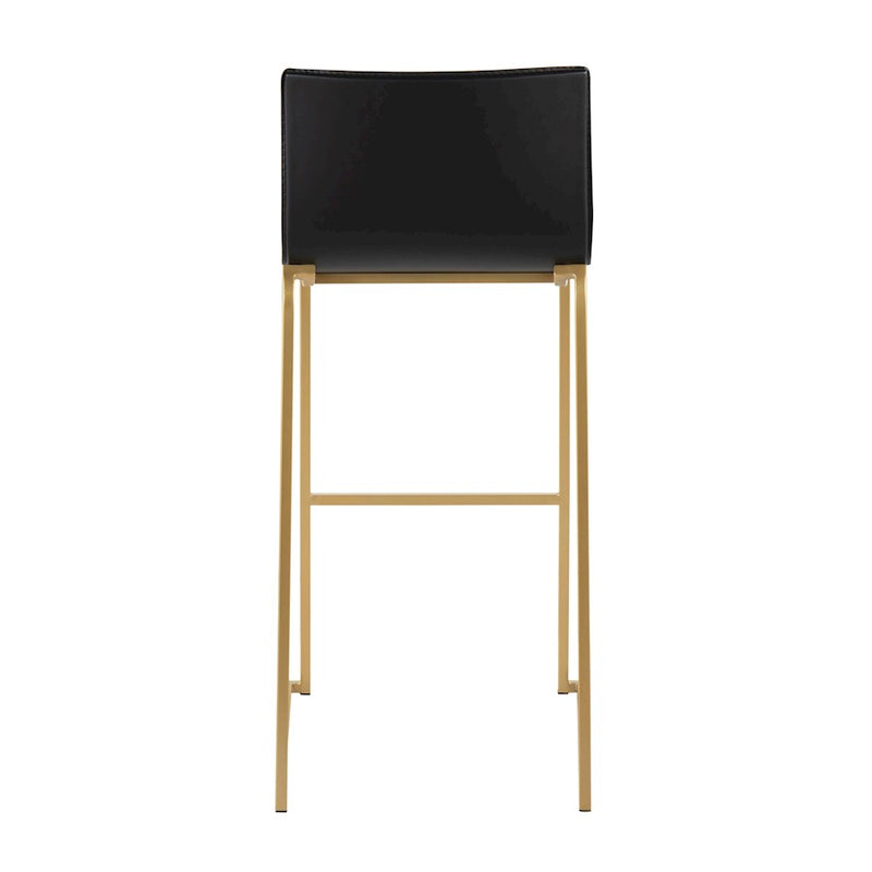 LumiSource Mara Barstool, Set of 2 in Gold Steel/Black PU