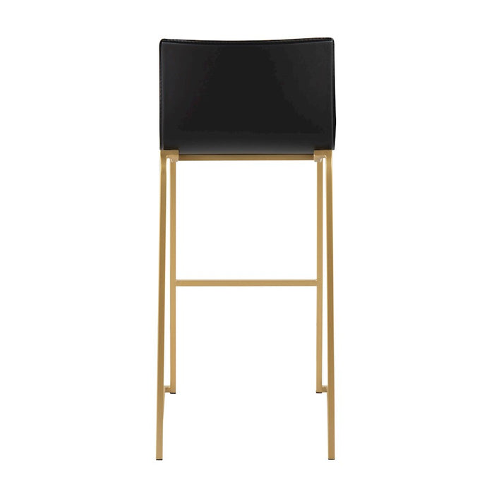 LumiSource Mara Barstool, Set of 2 in Gold Steel/Black PU