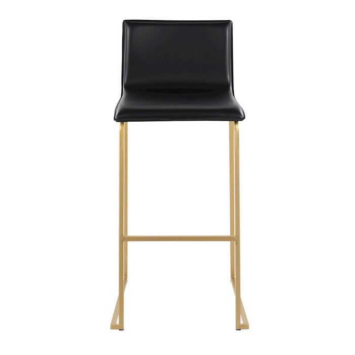 LumiSource Mara Barstool, Set of 2 in Gold Steel/Black PU