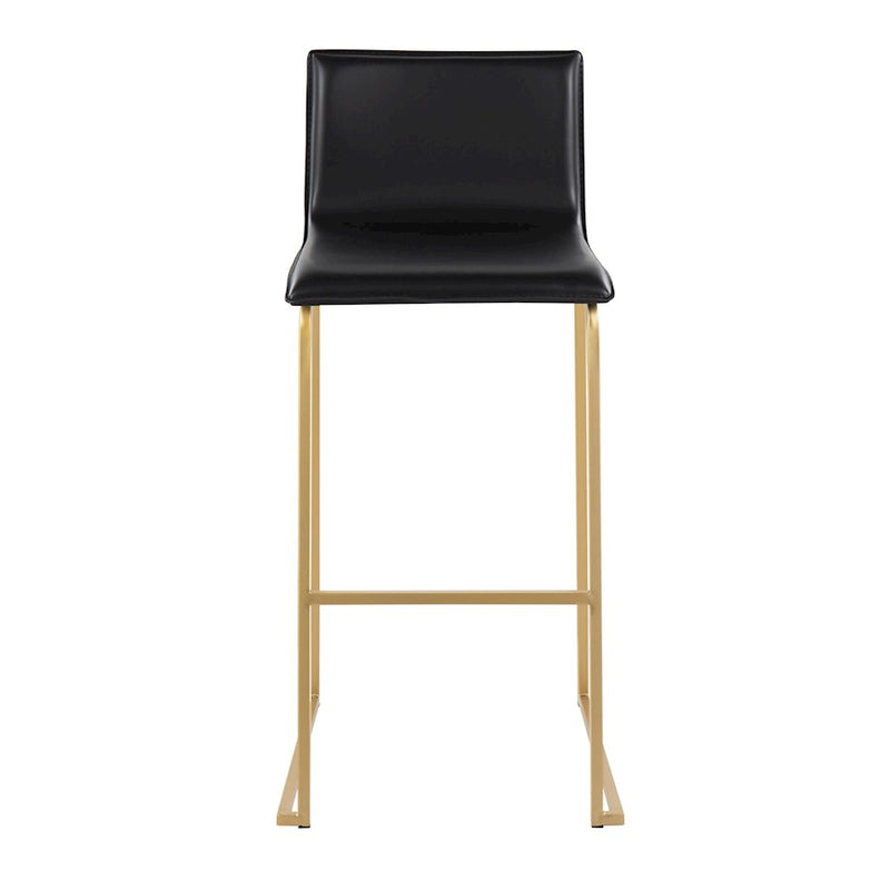 LumiSource Mara 39.25in Barstool | Contemporary Gold Steel and Black PU Leather | Kitchen Island & Dining Area Seating | Model B30-MARAUPAUBK2