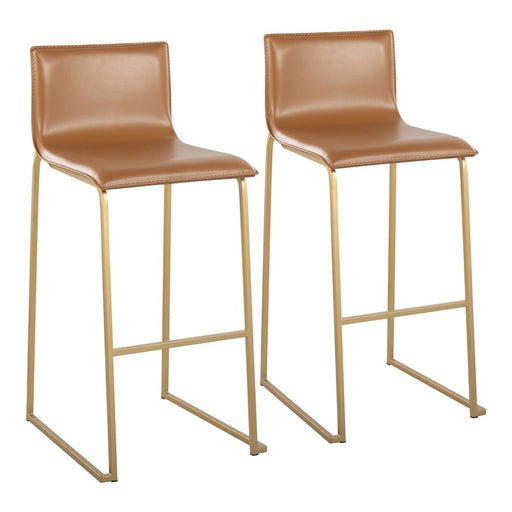 LumiSource Mara Barstool, Set of 2 in Gold Steel/Camel PU - B30-MARAUPAUCAM2