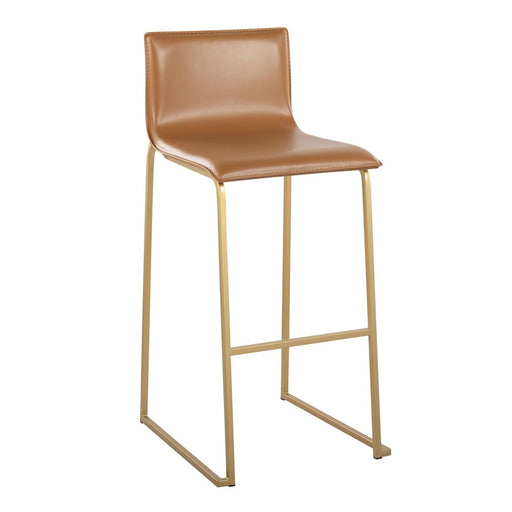 LumiSource Mara Barstool, Set of 2 in Gold Steel/Camel PU