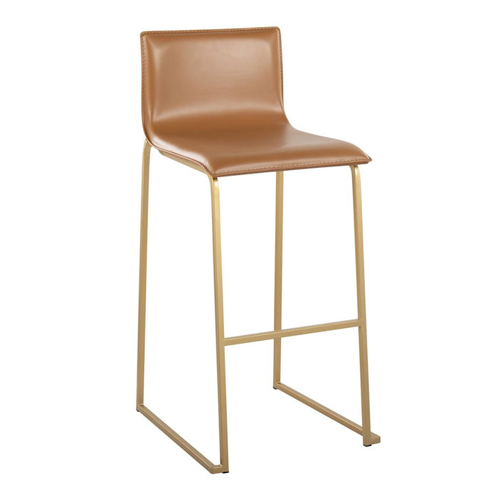 LumiSource Mara Barstool, Set of 2 in Gold Steel/Camel PU