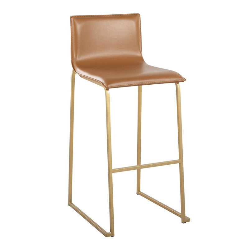 LumiSource Mara 39.25in Barstool | Contemporary Gold Steel and Camel PU Leather | Kitchen Island & Dining Area Seating | Model B30-MARAUPAUCAM2
