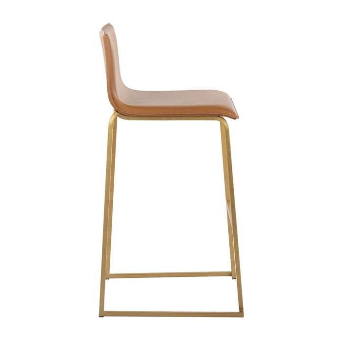 LumiSource Mara Barstool, Set of 2 in Gold Steel/Camel PU