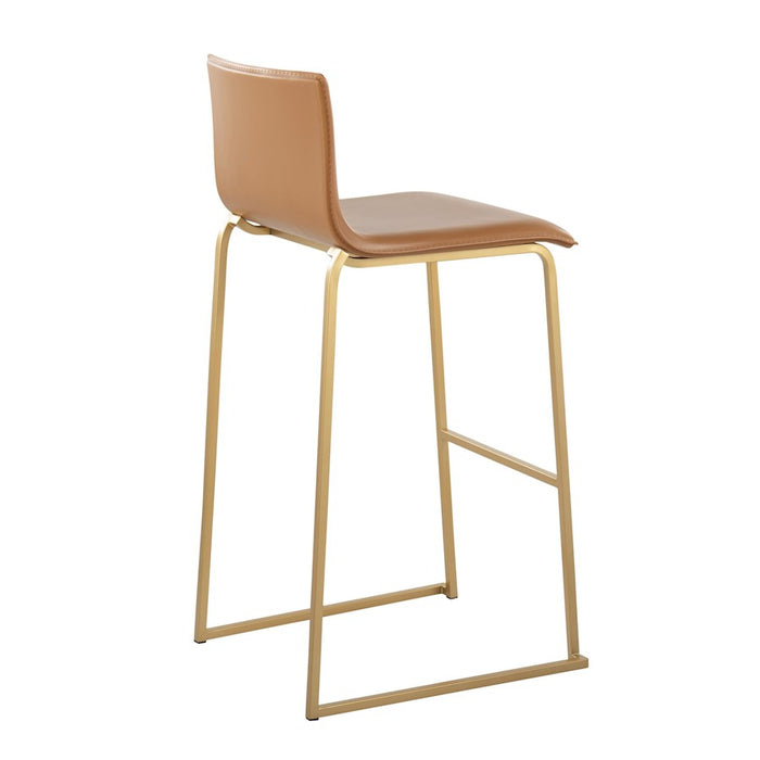 LumiSource Mara Barstool, Set of 2 in Gold Steel/Camel PU