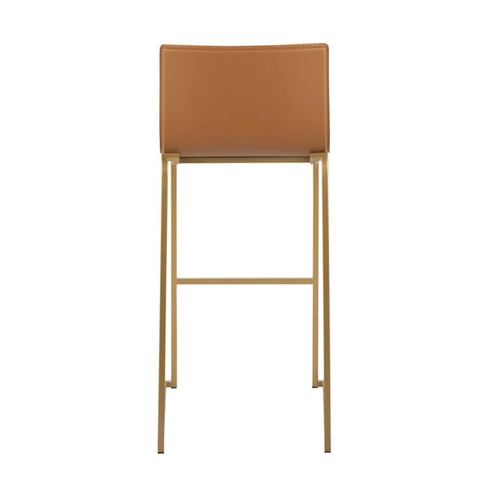LumiSource Mara Barstool, Set of 2 in Gold Steel/Camel PU